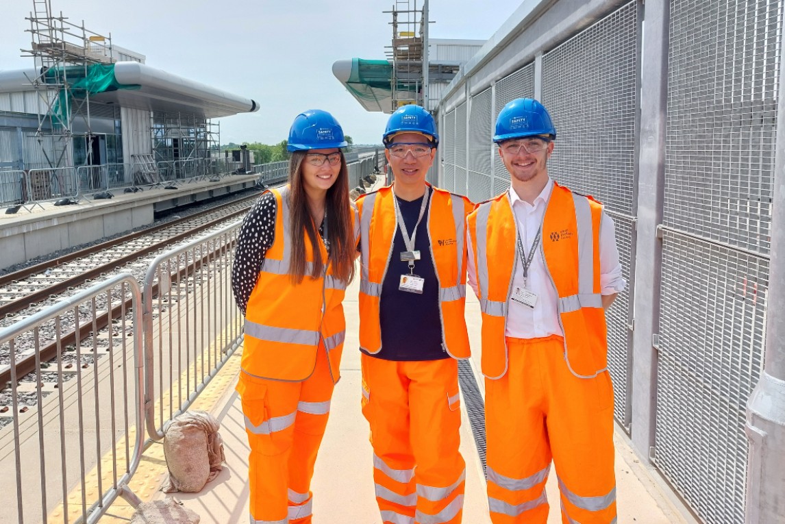 West Midlands Railway employees at the building site
