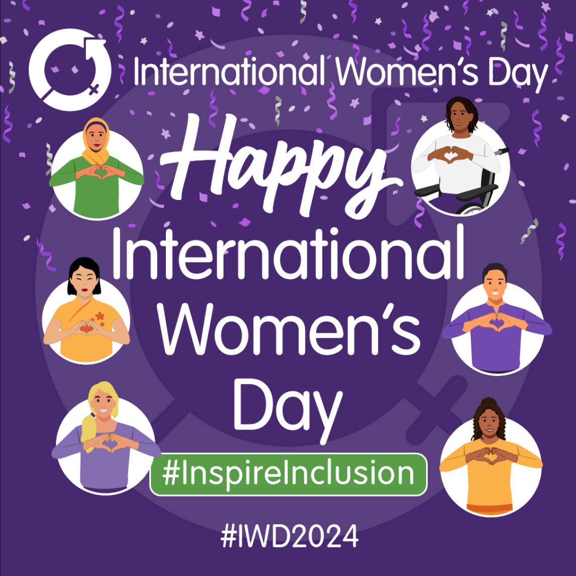 International Woman's Day, Purple background with Happy International Women's day