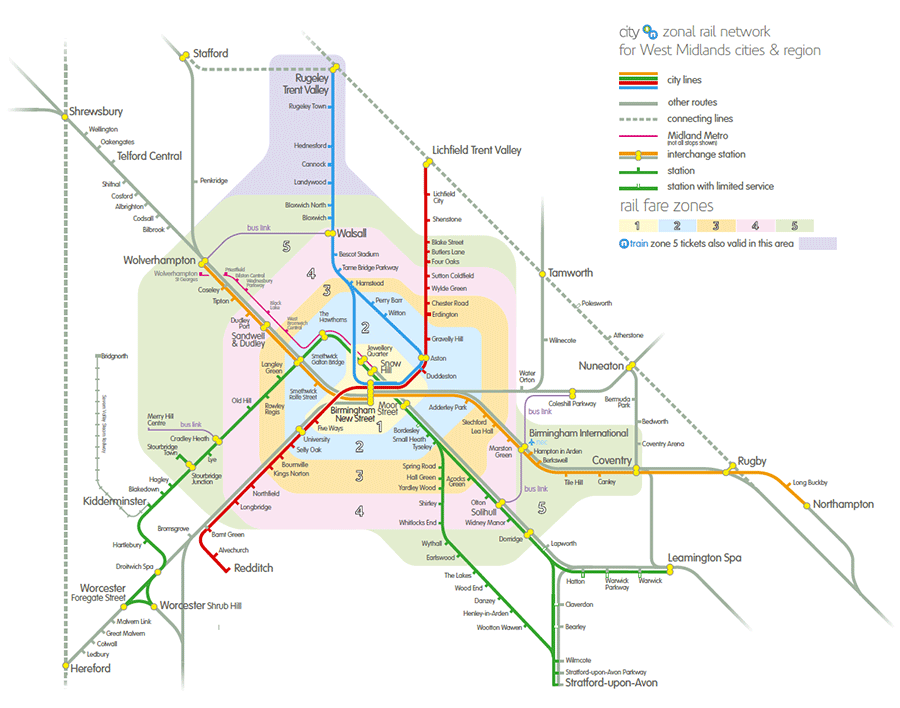 travel west midlands train map