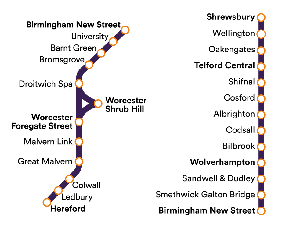 Class 196 Route Map