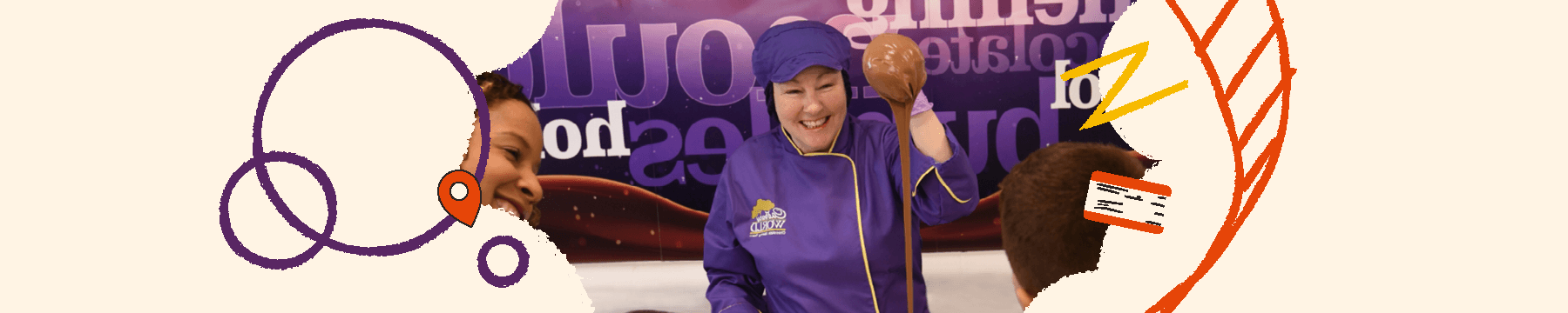 Cadbury world chocolatier handling chocolate to spectators 