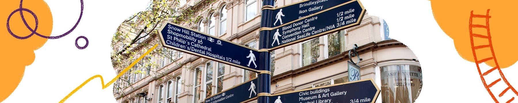 Birmingham city centre signpost