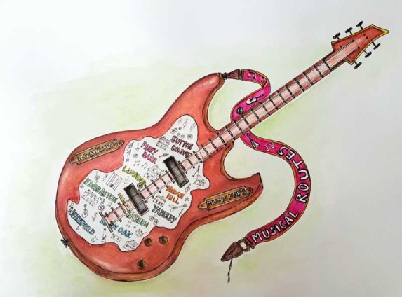 Artists impression of a red electric guitar