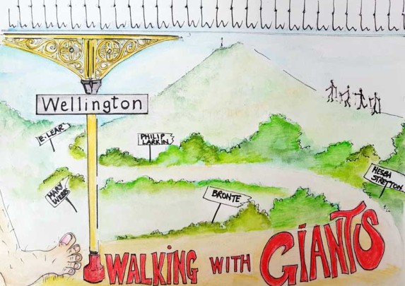 Illustration vision of Wellington's Walking with Giants. Path going through the countryside.