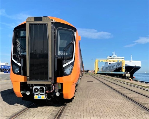 electric train en route for testing in Czech Republic