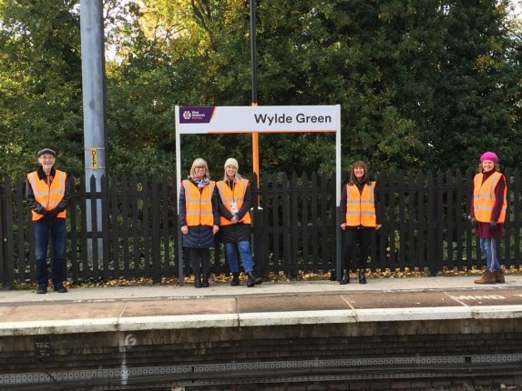 Wylde Green station adopters on the station platform.