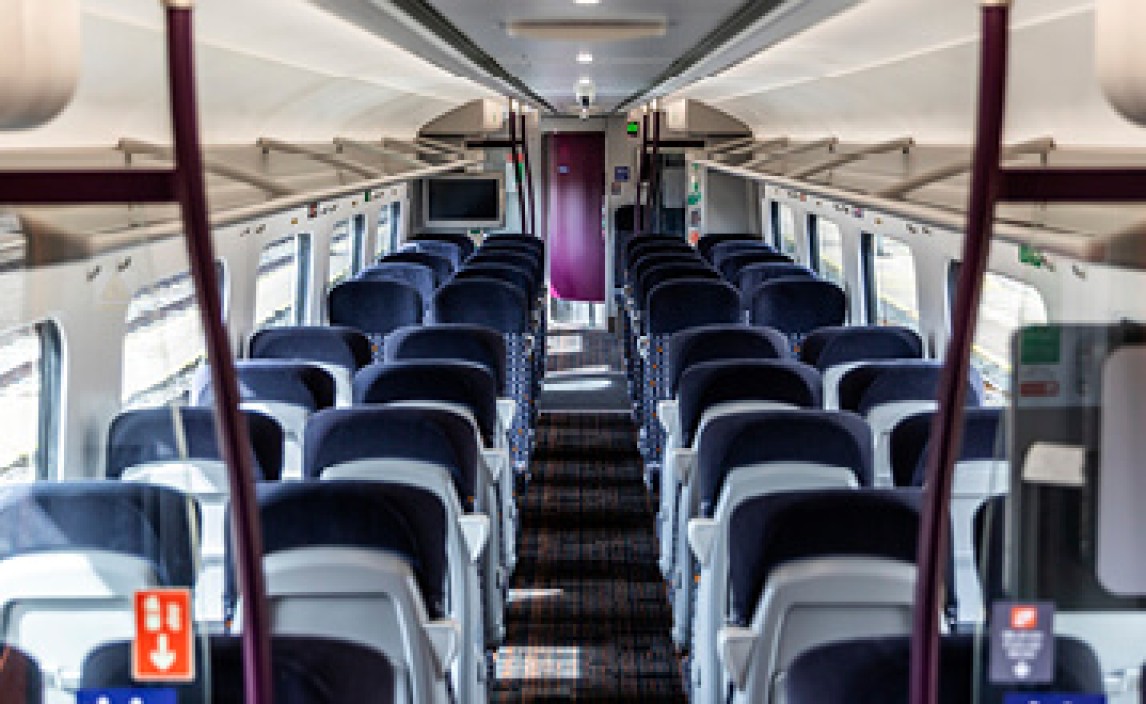 Photo of inside the carriage of a Class 196 train