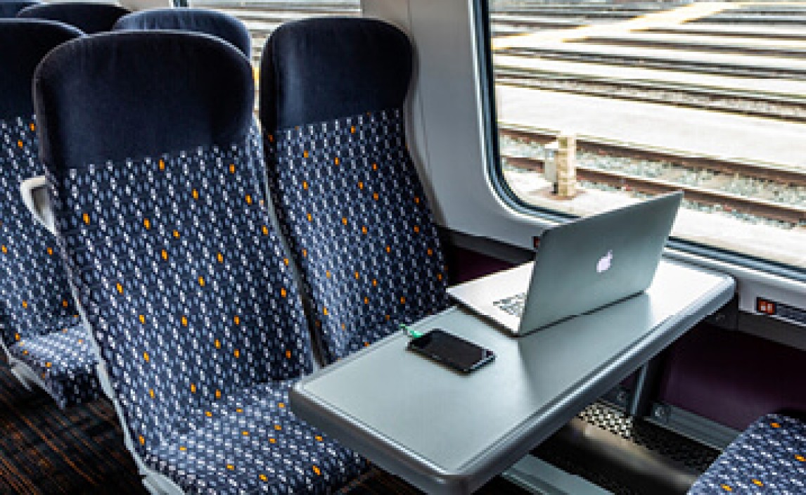 Photo of a table seat of a Class 196 train