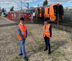 Julian Edwards, managing director, West Midlands Trains with Andy Street, Mayor of the West Midlands at Bombardier UK in Derby.