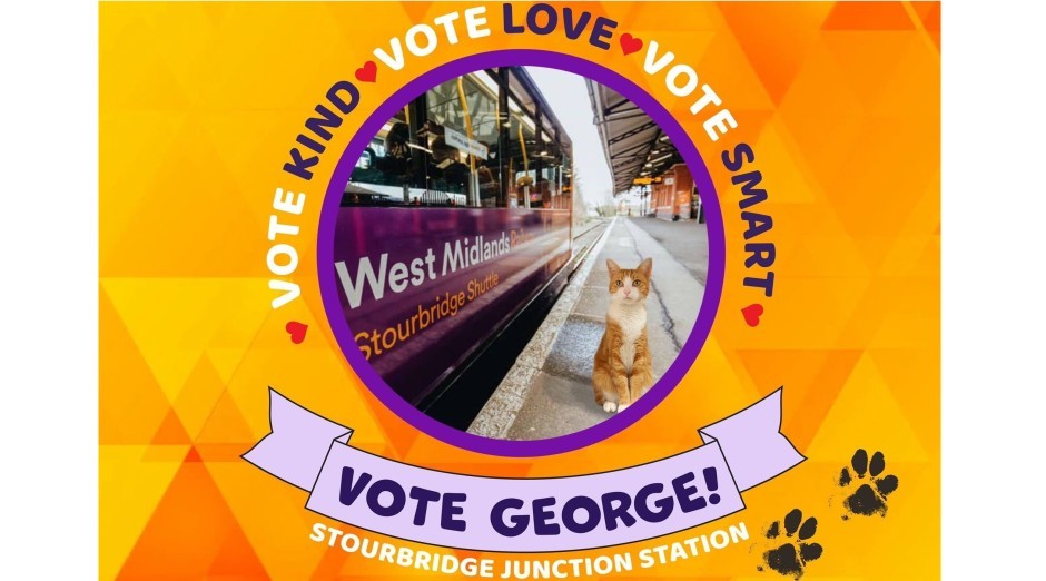 West Midlands Railway cat George leads the charge as "World Cup of Stations" kicks off